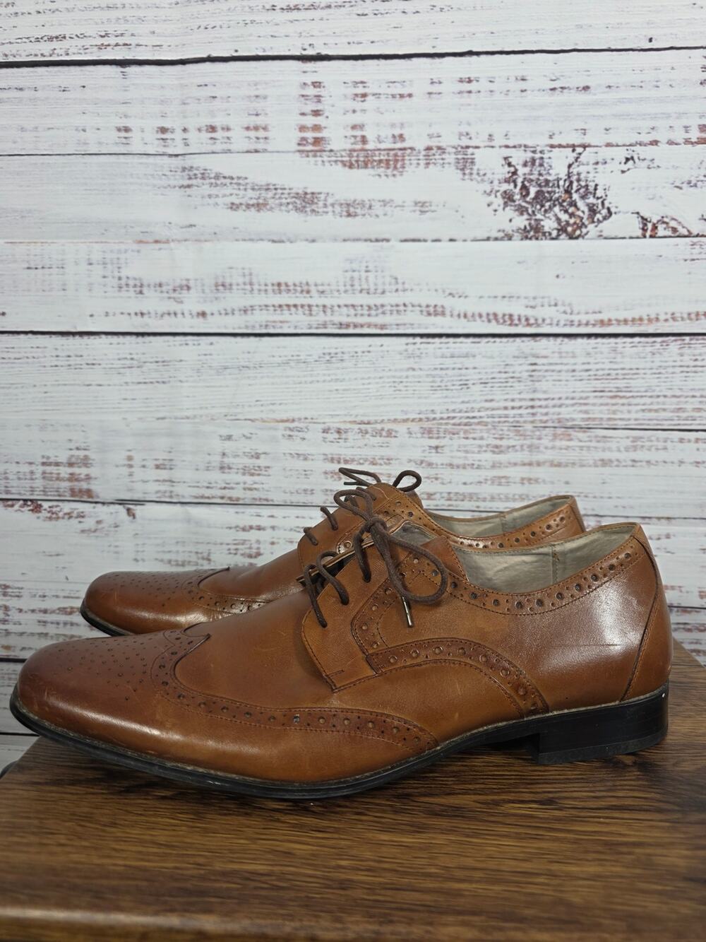 Stacy Adams Brown Leather Wingtip Oxford Dress Shoes Men's size 13 READ
